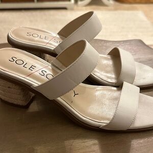 Sole Society White Sandals with Espadrille Heel 8.5